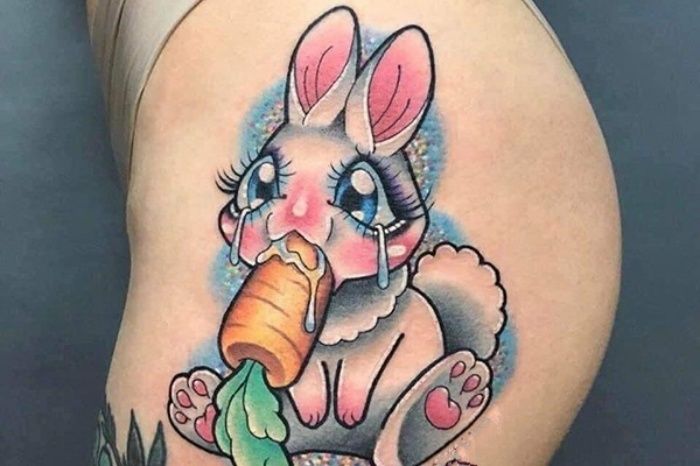 Tattoo hình thỏ cùng củ cà rốt siêu đáng yêu